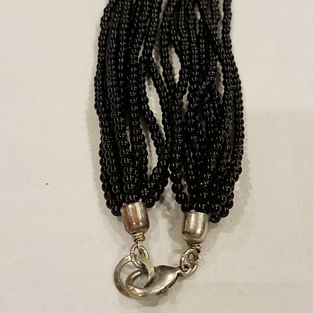 Long Multi-strand Necklace white Gray Black - Picture 7 of 8
